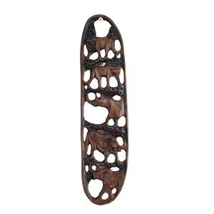 Hand-Carved Olive Wood African Big 5 Wall Hanging  Wildlife Decor